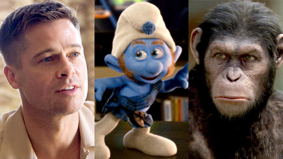 Brad Pitt, Tree of Life, The Smurfs, Rise of the Planet of the Apes Brad Pitt, Tree of Life, The Smurfs, Rise of the Planet of the Apes